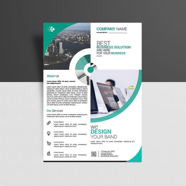 Minimal Business Flyer Template  | Clean Corporate Flyer Design Template |   Illustrator Template | Instant Download - V21