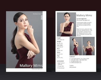 Printable Modeling Comp Card Template | Model Comp Card, Composite card | Ms Word & Photoshop  Template , Instant download V19