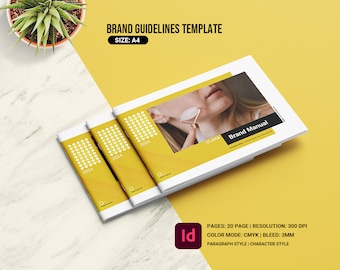 Minimale Marken Richtlinien Vorlage | A4 Indesign (Instant Download)