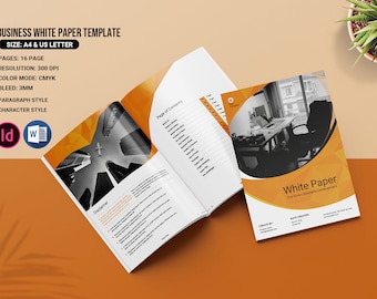 Business White Paper Template: Company Brochure (MS Word & InDesign, Instant Download)