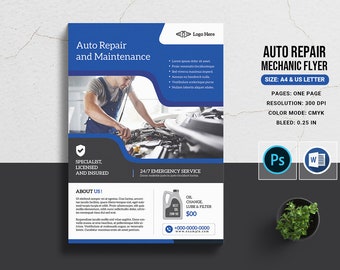 Car Service Flyer Template: Auto Repair, Mechanic (Instant Download)