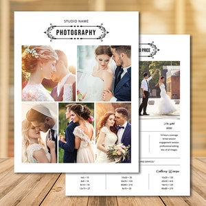 Wedding Photography Pricing Template, Photography Price List Flyer ,  Photoshop and Element Template  Instant download V02