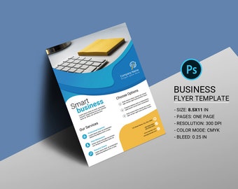 Corporate Business Flyer Template: Minimalist Design (MS Word, Photoshop, Element) - Instant Download