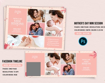 Mother's Day Mini Session Template |  Mother's day photography marketing board | Photoshop and Elements Template | Instant download V01