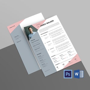 Minimal Resume Template: Clean CV Design (MS Word & Photoshop, Instant Download)