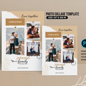 Family Photo Collage Card ,  Ms Word and Photoshop Template | Instant download