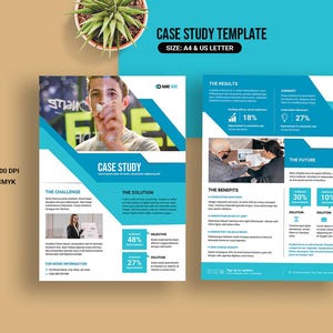 Printable Case Study Flyer Template  | Photoshop, Canva and Ms Word  Template |  Instant Download - V04