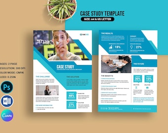 Afdrukbare case study-foldersjabloon | Photoshop, Canva en MS Word-sjabloon |  Direct downloaden: versie 04