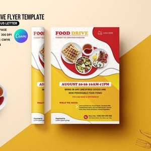 Food Drive Flyer Template | Ms Word, Canva & Photoshop Template | Instant Download