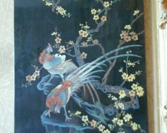 Hand Crafted Lacquer Art-Eggshell Inlaid Art Flower Vietnam Girl with Ao dai