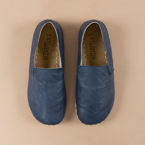 Womens Barefoot Shoes, Wide Toe Box Comfy Shoes, Navy Color Handmade Turkish Slip On Shoes, All Natural Women Wider Shoes, Mothers Day Gift