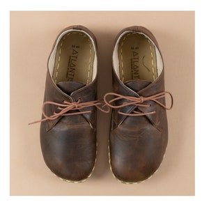 Oxford Barefoot Shoes for Men, Old Coffee Brown Leather Handmade Shoes, Natural, Colorful, Wider Oxfords, Zero Drop Shoes