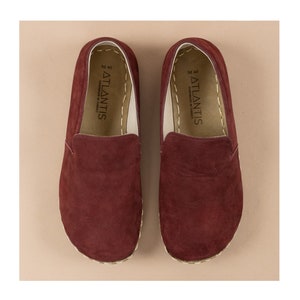 Barefoot Shoes, Mens Wide Toe Box Comfy Shoes, Burgundy Color Handmade Turkish Slip On Shoes, All Natural Mens Wider Shoes, Fathers Day Gift
