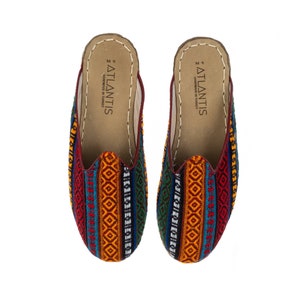Mens Green Kilim Slippers, Flat Slippers, Winter Slippers, Turkish Slippers, Handmade Slippers, Gift for Him, Christmas Gift from Turkey
