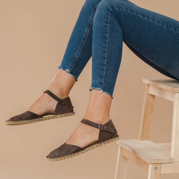 Sustainable Barefoot Sandals, Minimalist Shoes, Barefoot Leather Sandals, Barefoot Sandals For Women, Wide Sandals, Dark Brown Barefoot Flat