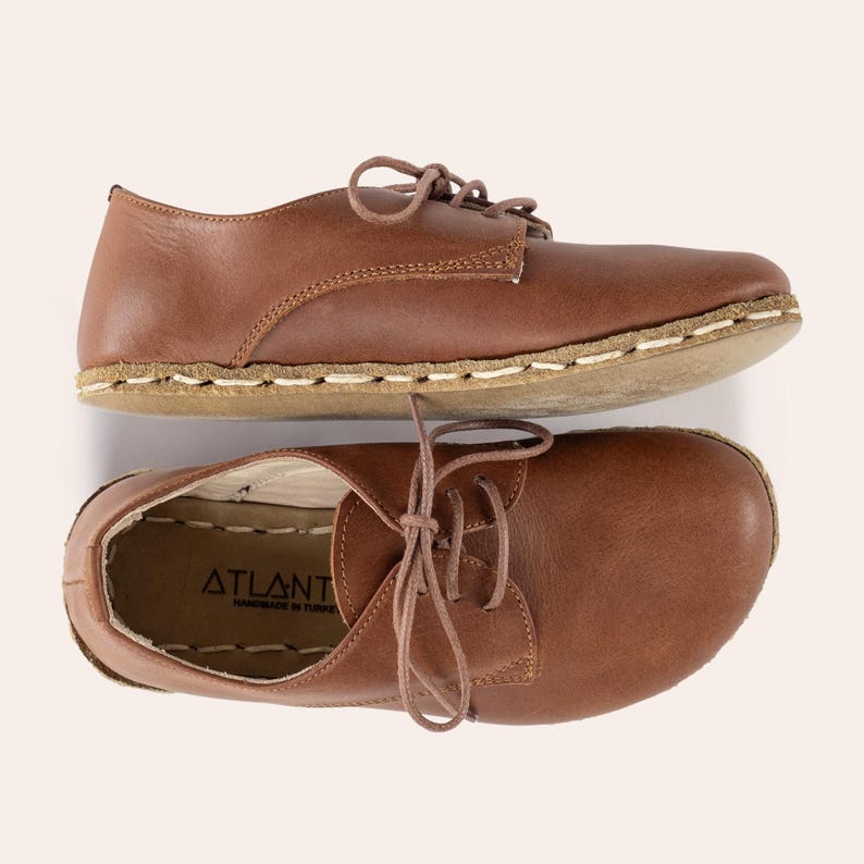 Barefoot Kids Shoes, Leather Toddler Shoes, Kids Brown Oxford Shoes, Grounding Kids Shoes, Earthing Kids Shoes, Handmade Kids Shoes image 2