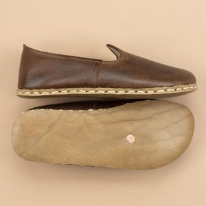 Womens Coffee Barefoot Shoes, Zero Drop Minimalist Shoes, Wide Toe Box Shoes, Handmade Turkish Slip On Shoes, Sustainable Natural Flats zdjęcie 5
