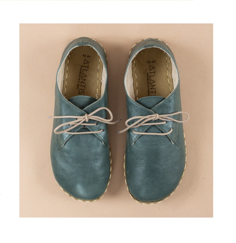 Mens Oxford Shoes, Green Slip-Ons, Turkish Shoes, Mens Barefoot Shoes, Zero Drop Shoe, Mens Wider Shoe, Flat Shoe, Fathers Day Gift zdjęcie 1