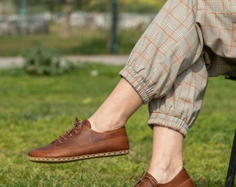 Womens Barefoot Sneakers, Wide Toe Box Sneakers, Coffee Handmade Turkish Sneakers, All Natural Sneakers, Zero Drop Sustainable Sneakers
