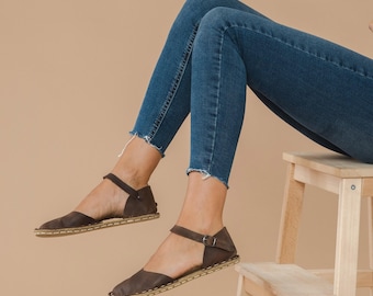 Sustainable Barefoot Sandals, Minimalist Shoes, Barefoot Leather Sandals, Barefoot Sandals For Women, Wide Sandals, Dark Brown Barefoot Flat
