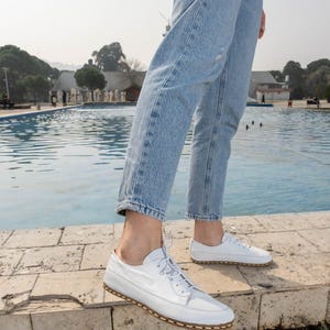 Mens Barefoot Sneakers, Zero Drop All Natural Sneakers, Wide Toe Box Sneakers, White Color Handmade Turkish Sneakers, Earthing Sneakers