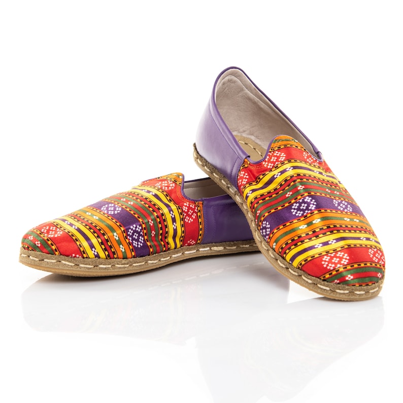 Handmade Purple Kilim Shoes Turkish Flat Women Shoes Slip Ons Travel Shoes Summer Shoes Cyber Monday Christmas Gift