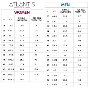 a pair of women's size chart for each of them