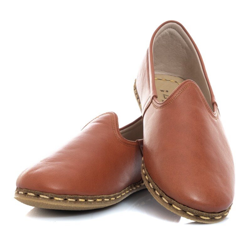 Valentines Day Gift Handmade Leather Loafers Men\u2019s Tan Color Leather Slip Ons Gift for Him Turkish Yemeni Shoes Flat Men Shoes