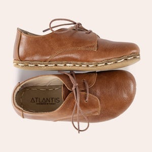 Barefoot Kids Shoes, Leather Toddler Shoes, Kids Brown Oxford Shoes, Grounding Kids Shoes, Earthing Kids Shoes, Handmade Kids Shoes image 2