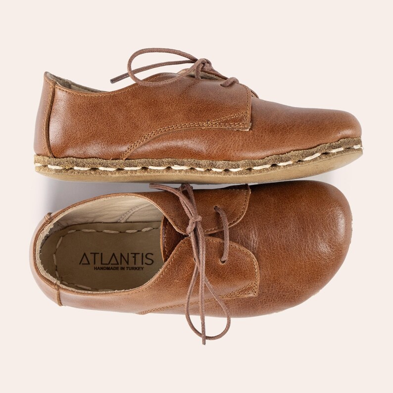 Barefoot Kids Shoes, Leather Toddler Shoes, Kids Brown Oxford Shoes, Grounding Kids Shoes, Earthing Kids Shoes, Handmade Kids Shoes image 2