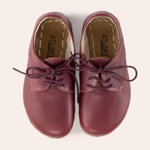 Buty dziecięce Barefoot, skórzane buty dla maluchów, czerwone buty Oxford dla dzieci, uziemiające buty dla dzieci, uziemiające buty dla dzieci, ręcznie robione buty dla dzieci