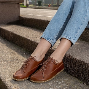 Mens Barefoot Sneakers, Zero Drop All Natural Sneakers, Wide Toe Box Sneakers, Antique Brown Handmade Turkish Sneakers, Earthing Sneakers