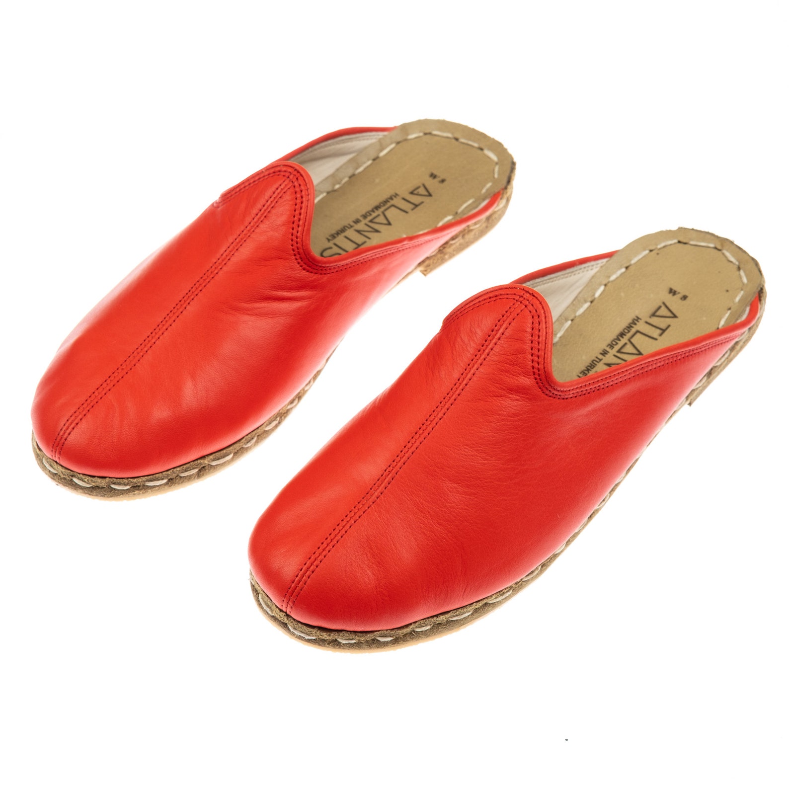 Mens Red Color Leather Slippers Flat Slippers Winter Etsy.de