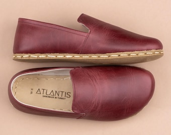 Women Barefoot Red Minimalist Shoes, Wide Toe Box Comfy Shoes, Handmade Turkish Slip On Shoes, All Natural Zero Drop Shoes