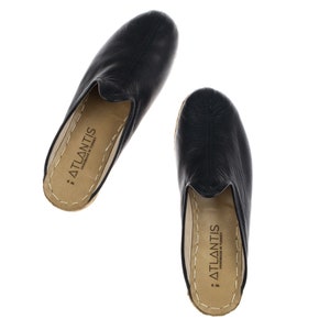 Womens Black Color Leather Slippers Flat Slippers Winter - Etsy