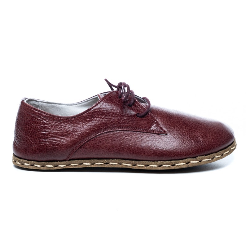 Womens Oxford Shoes, Barefoot Burgundy Shoes, Zero Drop Shoes, Women Moccasins, Turkish Shoes, Wide Toe Box Slip-Ons, All Natural Loafers image 2