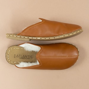 Barefoot Shearling Brown Slippers, Mens Wide Slippers, Zero Drop Slippers, Wide Toe Box Slippers, Men Barefoot Shoes, Fathers Day Gift