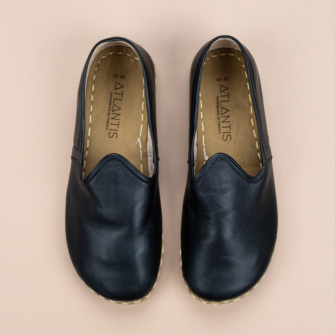 Womens Wide Toe Box Comfy Shoes, Barefoot Shoes, Black Color Handmade