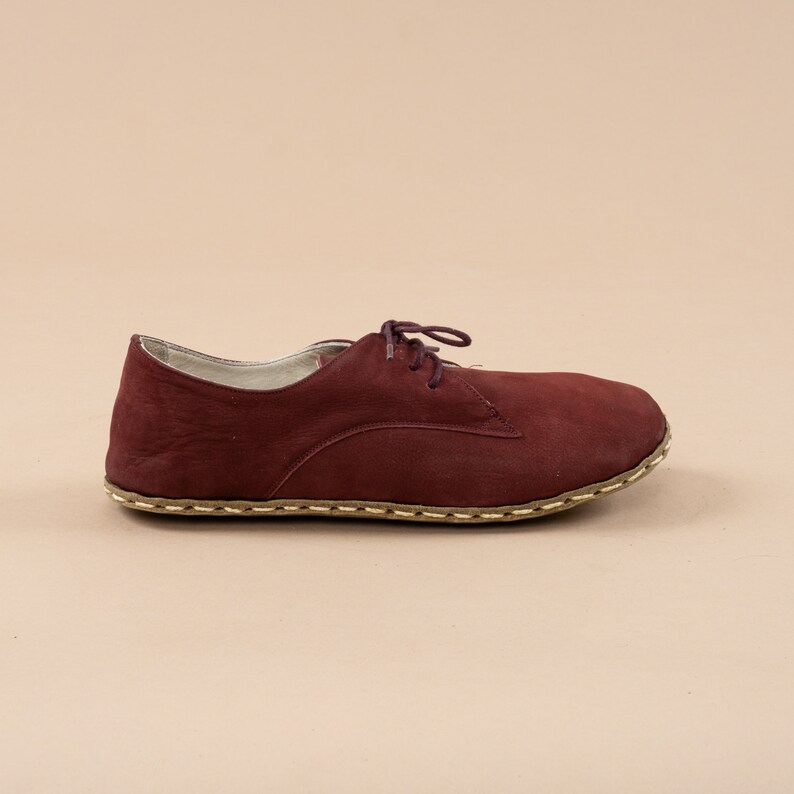 Womens Oxford Shoes, Barefoot Burgundy Shoes, Zero Drop Shoes, Womens Moccasins, Turkish Shoes, Wide Toe Box Slip-Ons, All Natural Loafers image 2