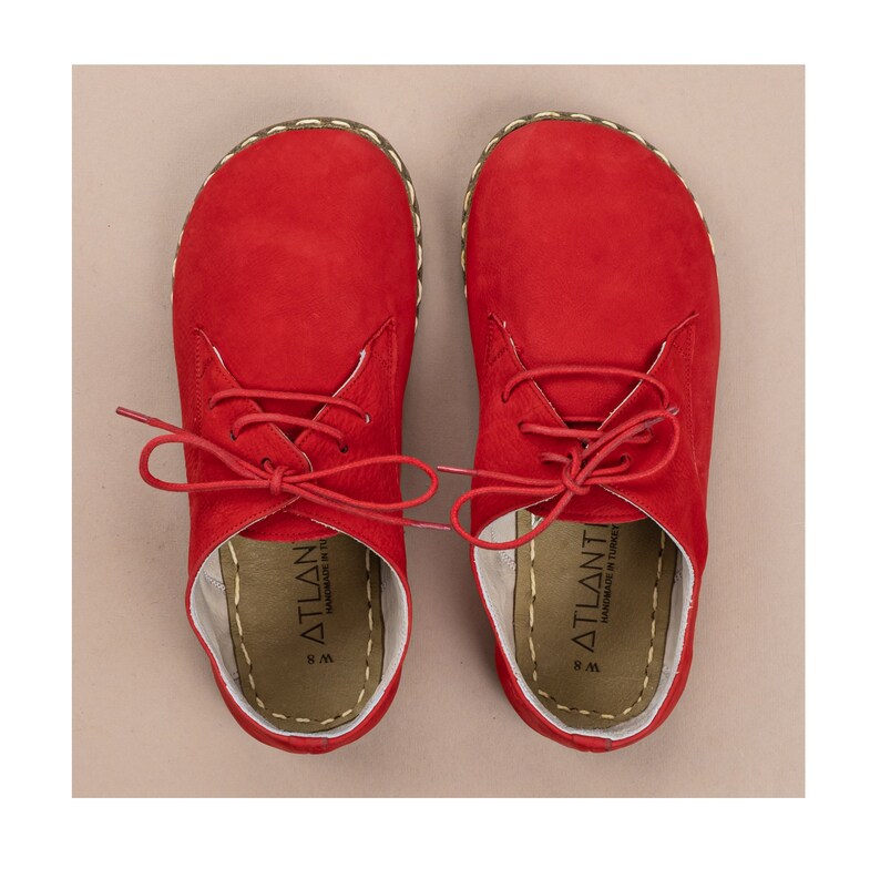 Mens Oxford Shoes, Red Slip-Ons, Turkish Shoes, Mens Barefoot Shoes, Zero Drop Shoes, Mens Wider Shoes, Sustainable Shoes, Fathers Day Gift image 1