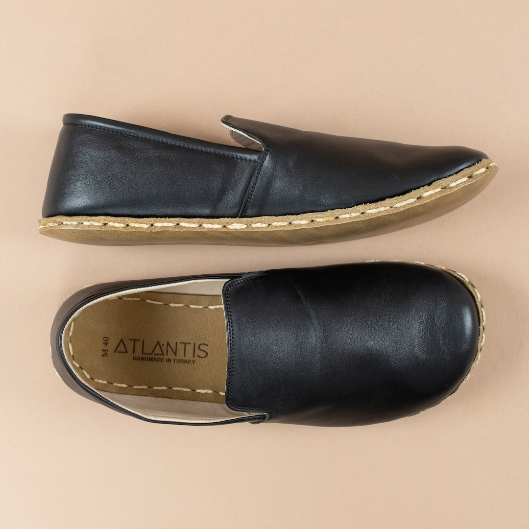 Womens Barefoot Shoes, Wide Toe Box Comfy Shoes, Black Color Handmade