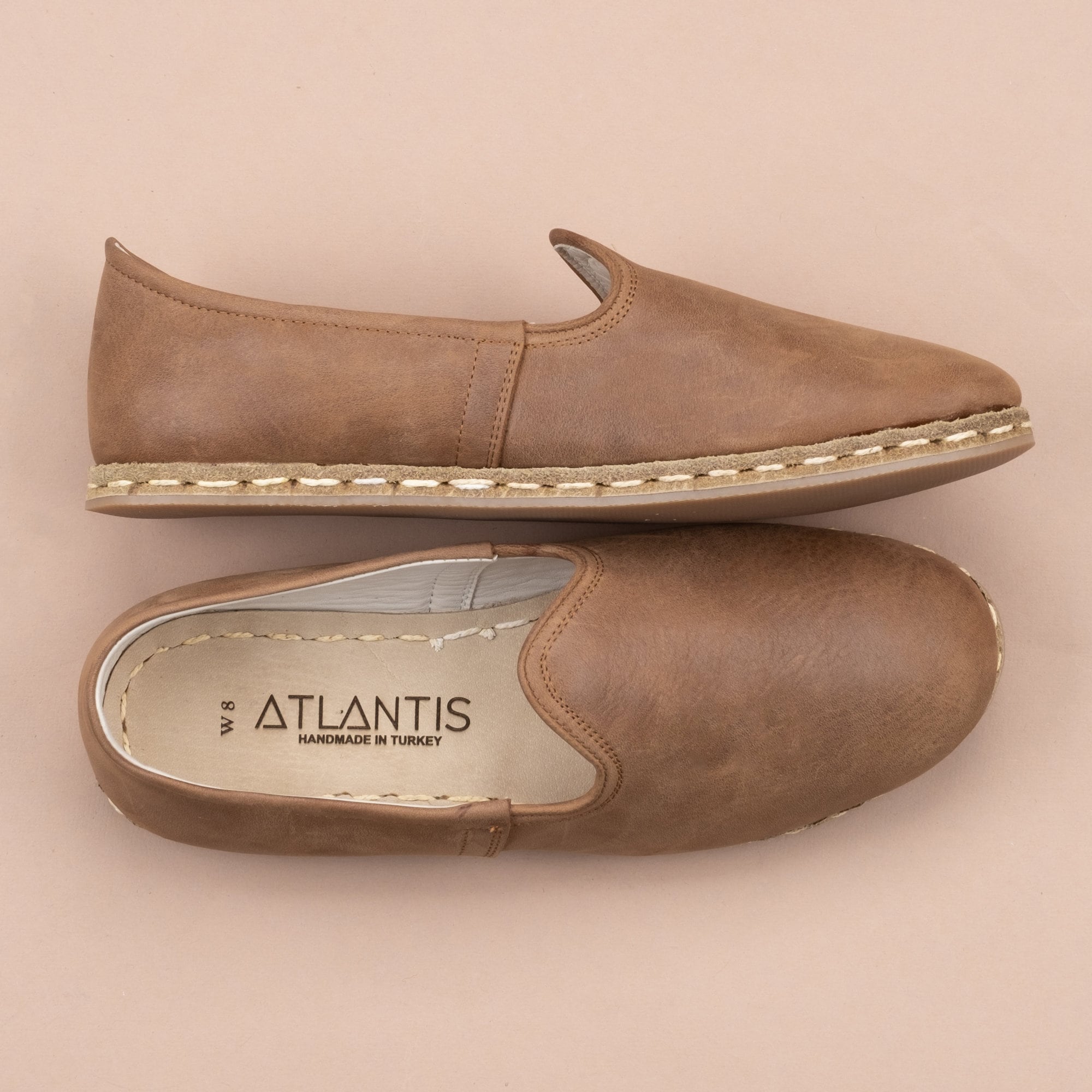 Mens Zaragoza Brown Color Leather Slip Ons, Turkish Yemeni Shoes, Handmade Leather Loafers, Flat Men Shoes, Gift for Him, Christmas Gift