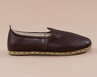 Mens Dark Brown Color Leather Slip Ons, Turkish Yemeni Shoes  display picture 1