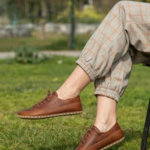 Mens Barefoot Sneakers, Zero Drop All Natural Sneakers, Wide Toe Box Sneakers, Coffee Brown Handmade Turkish Sneakers, Earthing Sneakers