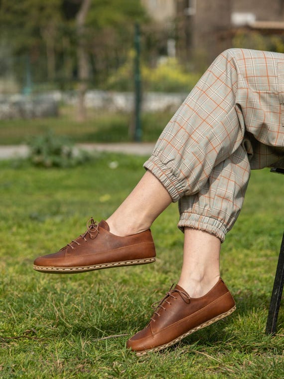 Mens Barefoot Sneakers, Zero Drop All Natural Sneakers, Wide Toe Box Sneakers, Coffee Brown Handmade Turkish Sneakers, Earthing Sneakers
