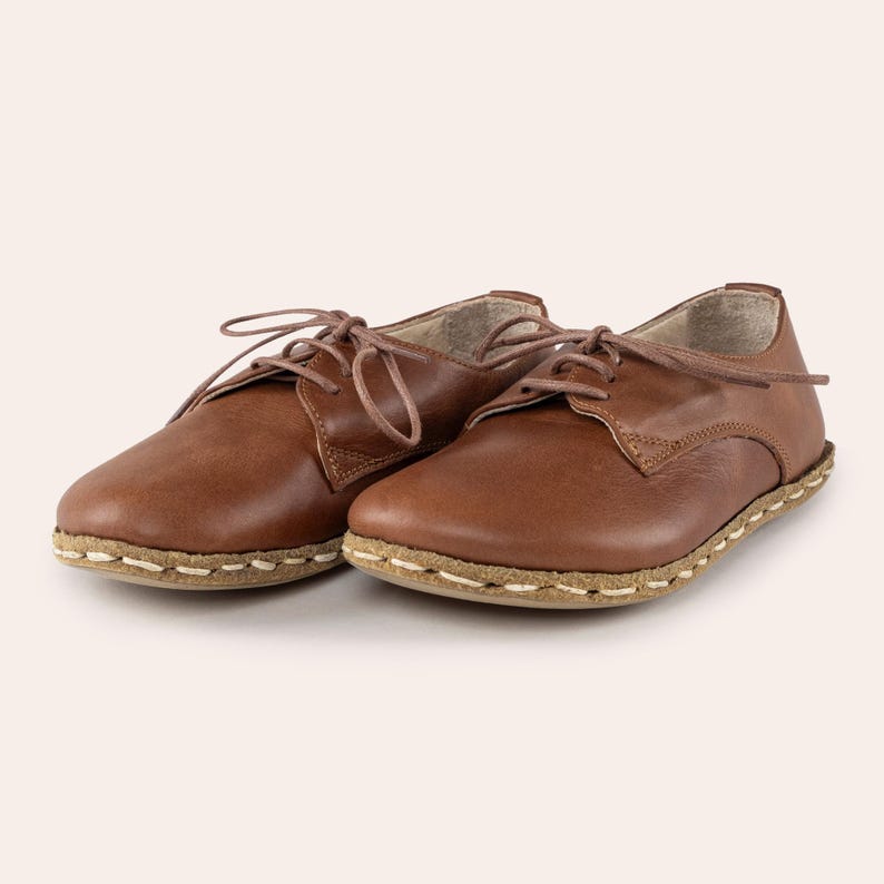 Barefoot Kids Shoes, Leather Toddler Shoes, Kids Brown Oxford Shoes, Grounding Kids Shoes, Earthing Kids Shoes, Handmade Kids Shoes image 3