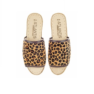 Atlantis Handmade Womens Sandals, Leopard Color Leather Sandals, Turkish Sandals, Flip-Flops, Turkish Slippers, Mothers Day Gift