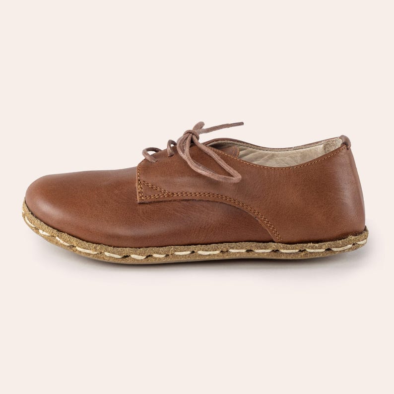 Barefoot Kids Shoes, Leather Toddler Shoes, Kids Brown Oxford Shoes, Grounding Kids Shoes, Earthing Kids Shoes, Handmade Kids Shoes image 4