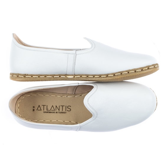 mens white leather slip on shoes