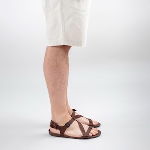 Men Barefoot Vegan Sandals, Brown Color Men Sandals, Barefoot Strap Sandals, Barefoot Sandals For Men, Wide Sandals, Barefoot Men Sandals